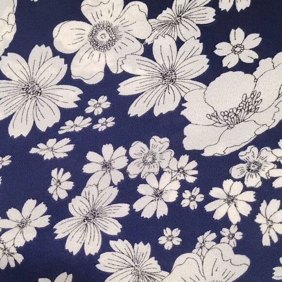 Navy Blue White Floral Keyhole Blouse Top Plus Sz 2X Collective Concepts - Picture 7 of 7